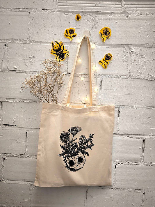 Bolsa tela tote bag tiesto calavera