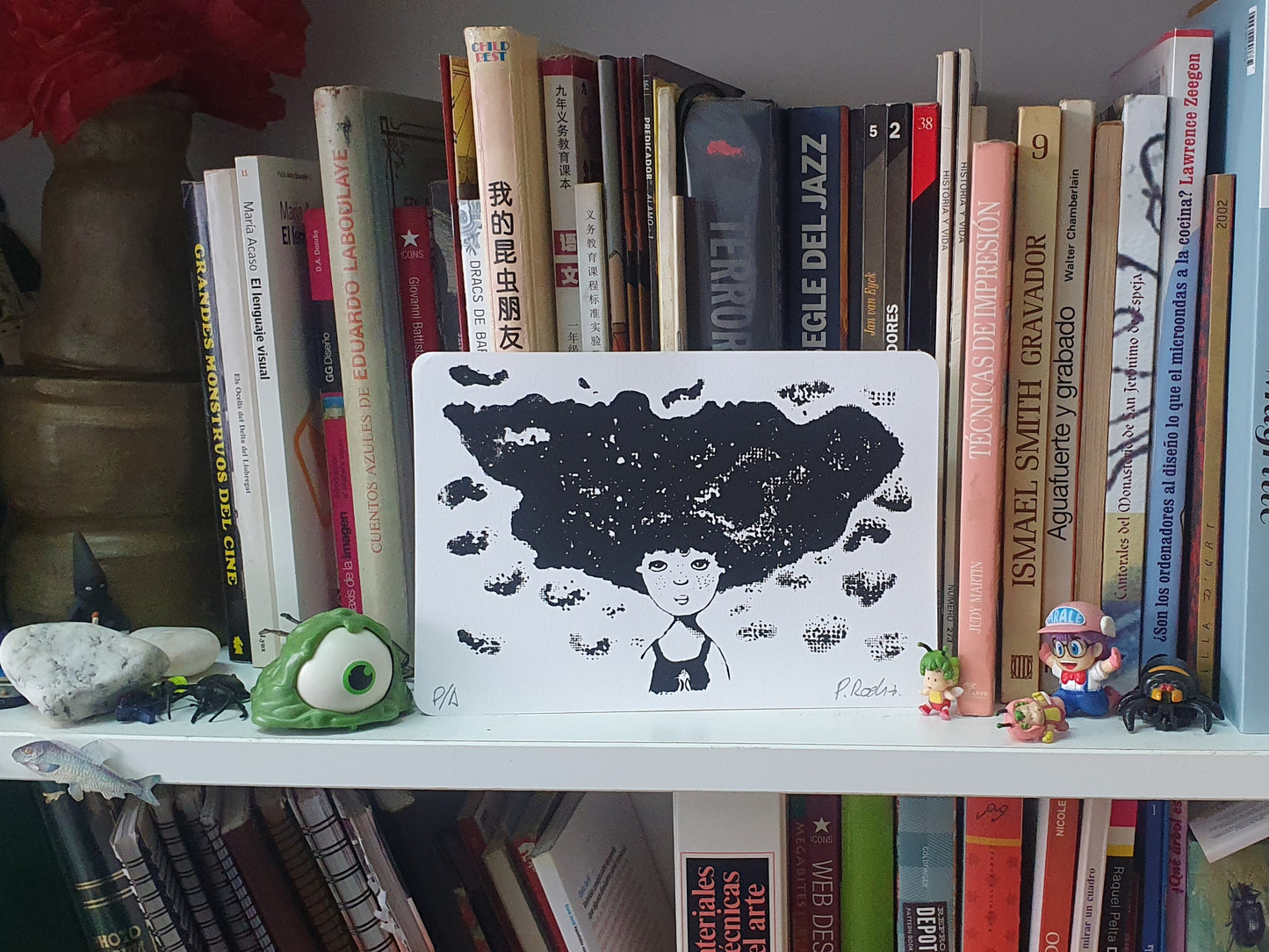 Postal obra gráfica "Niña Nube"