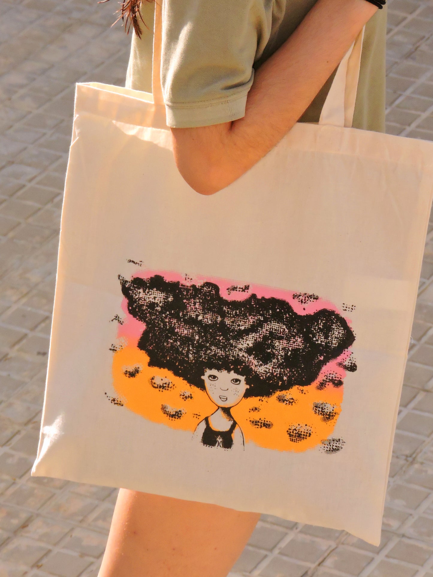 Bolsa tote bag algodón "niña nube"