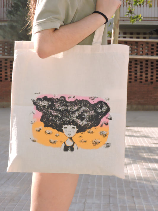 Bolsa tote bag algodón "niña nube"