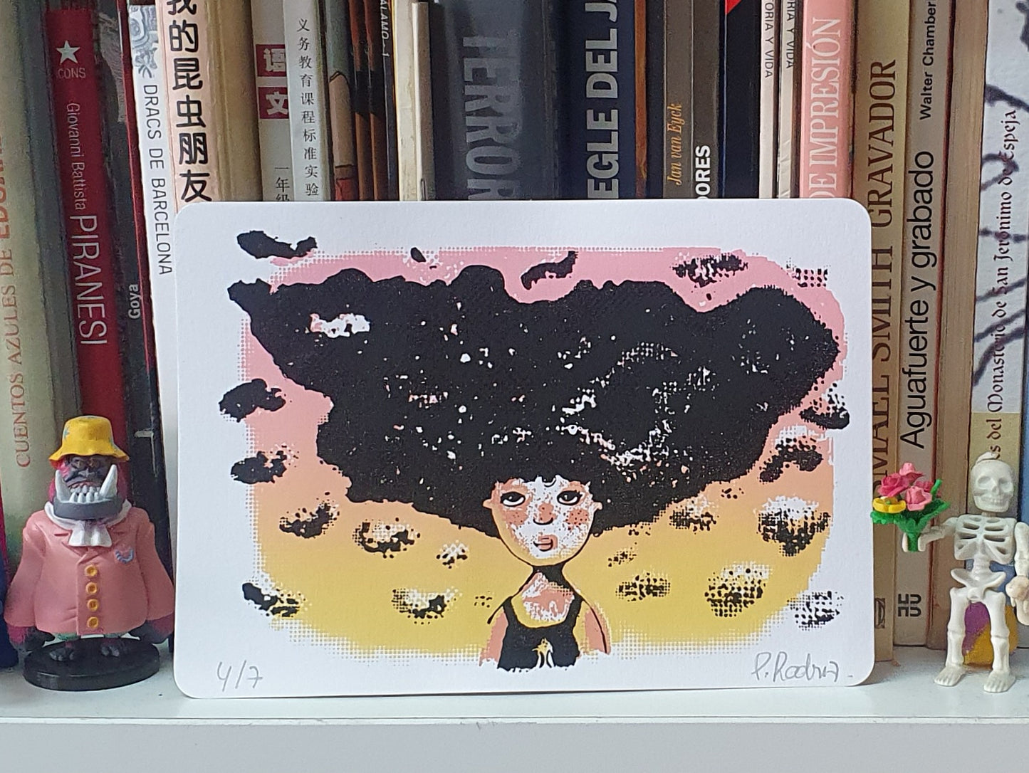 Postal obra gráfica "Niña Nube"