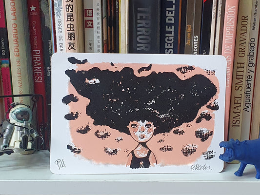 Postal obra gráfica "Niña Nube"